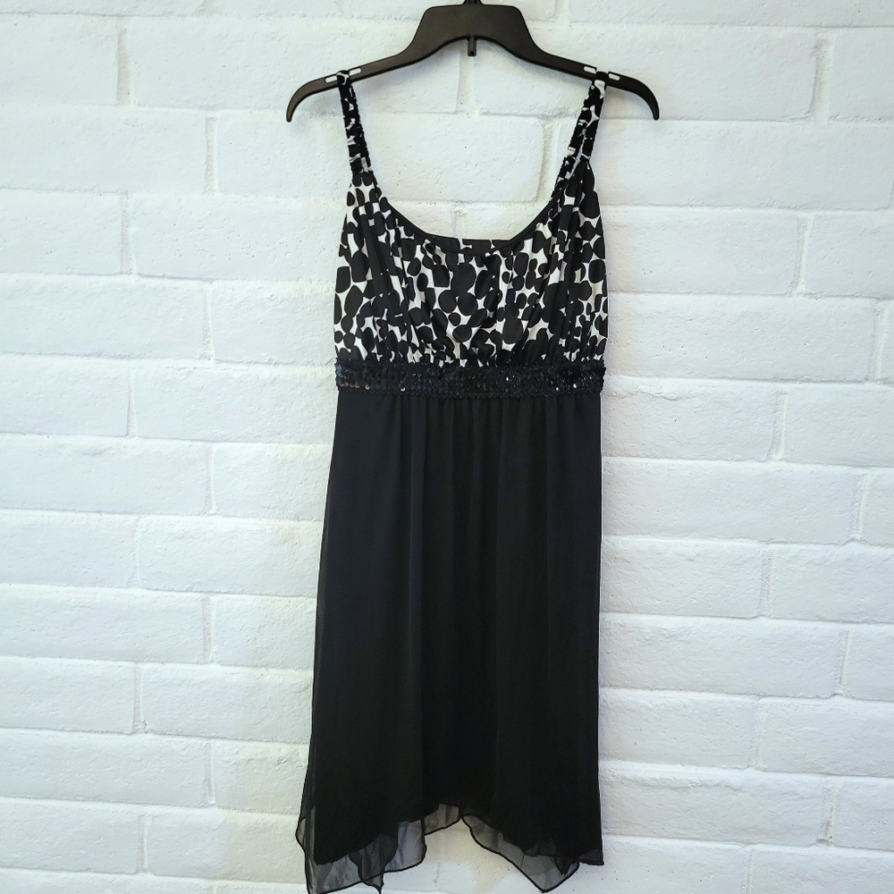 ENFOCUS 18W Polka Dot Tie Back Little Black Dress